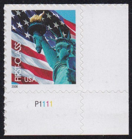 # 3966 (2005) Flag, Die Cut 11.25 x 10.75 - Plt sgl, LR #P1111, MNH