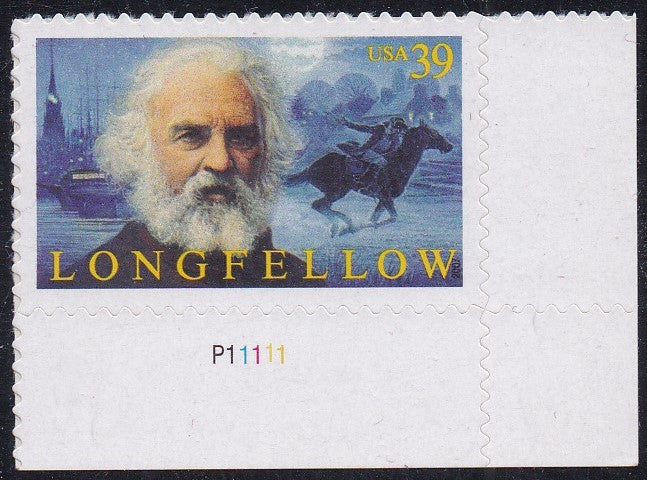 # 4124 (2007) Longfellow - Plt sgl, LR #P11111, MNH