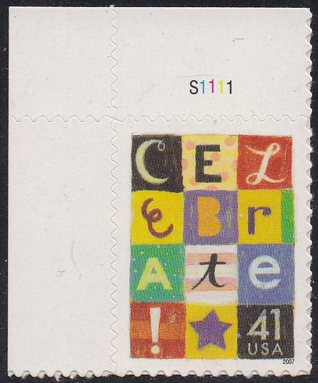 # 4196 (2007) Celebrate, 2007 year date - Plt sgl, UL #S1111, MNH