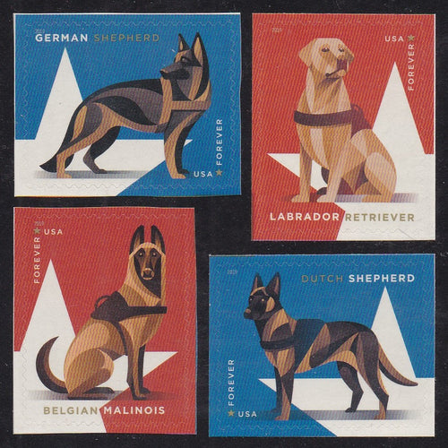 # 5405-08 (2019) Military Working Dogs - Sgls, Set/4, MNH