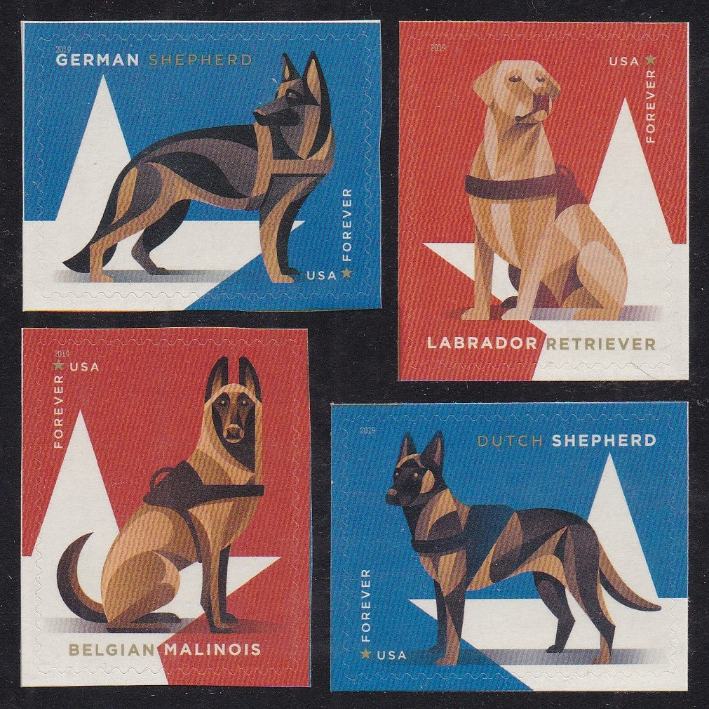 # 5405-08 (2019) Military Working Dogs - Sgls, Set/4, MNH