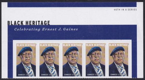 # 5753 (2023) Gaines - Strip/5, Top Margin Label, MNH