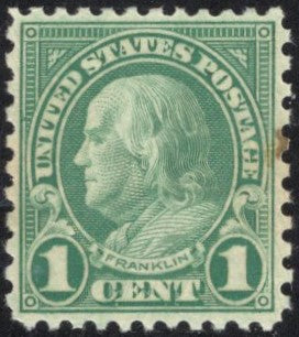 # 578 (1923) Franklin - Sgl, MNH, sm stain
