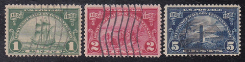 # 614-16 (1924) Huguenot-Walloon Tercentenary - Sgls, Set/3, Used [2]