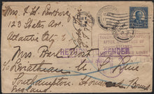 # 637 (1928) Cover to England - Envelope, Returned