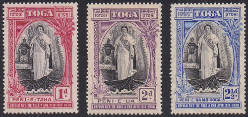 Tonga # 70-72 (1938) Queen Salote - Sgls, Set/3, MLH