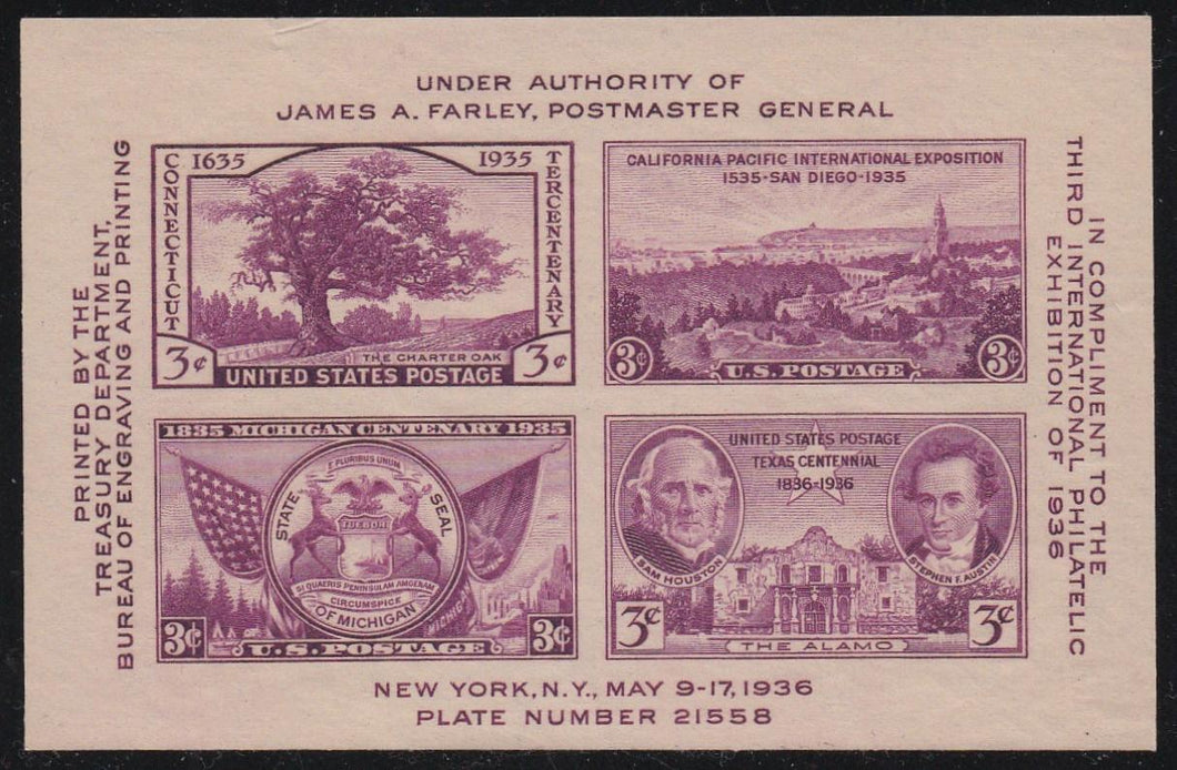 # 778 (1936) Third International Expo - SS, MNH, SPECIAL SALE