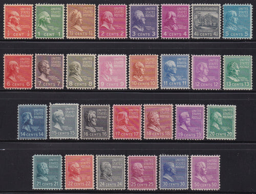 # 803-31 (1938) Presidential Issues - Sgls, Set/29, MNH