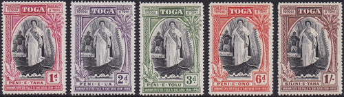 Tonga # 82-86 (1944) Queen Salote - Sgls, Set/5, MLH