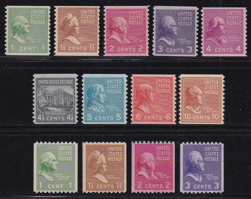 # 839-51 (1939) Presidential Issue - Coil Sgls, Set/13, MNH