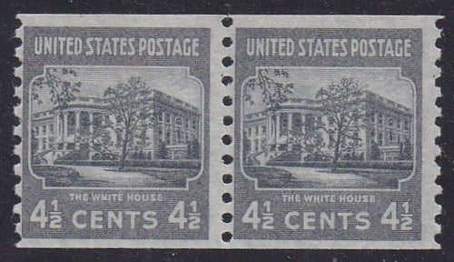 # 844 (1939) White House - Coil pr, H, F MNH
