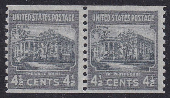 # 844 (1939) White House - Coil pr, H, F MNH