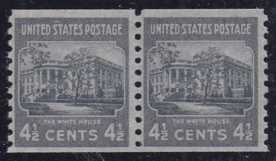 # 844 (1939) White House - Coil pr, H, FVF MNH