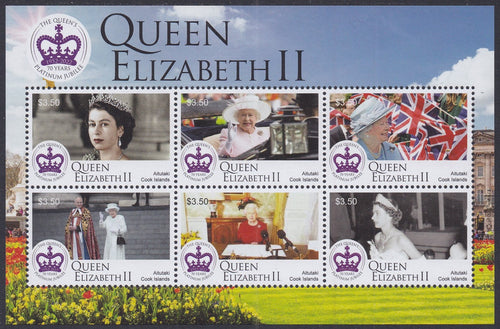 Aitutaki (2022) Queen Elizabeth, Platinum Jubilee - MS, MNH