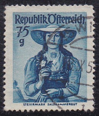 Austria #534 (1948) Austrian Costumes - Sgl, Used