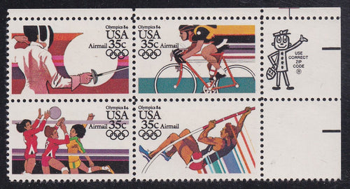 # C109-12 (1983) Summer Olympics - Mr. Zip BK/4, UR, MNH