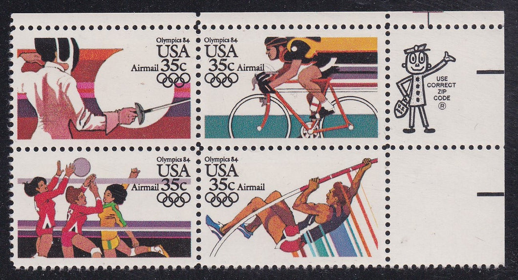 # C109-12 (1983) Summer Olympics - Mr. Zip, BK/4, UR, MNH