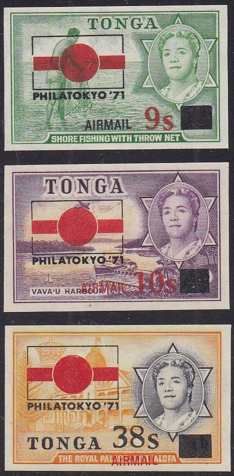 Tonga # C87 - C89 (1971) Expo Tokyo - Sgls, Set/5, MLH