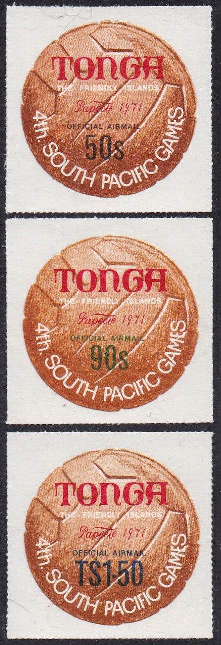 Tonga # CO44 - CO46 (1971) Soccer - Sgls, Set/3, MLH