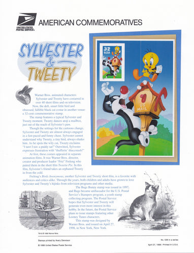 CP542 (1998) Sylvester & Tweety - Commemorative Panel