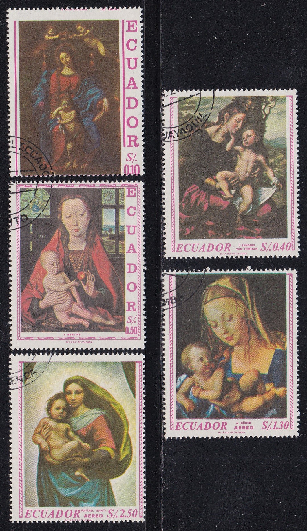 Ecuador # 762-62D (1967) Madonna and Child - Sgls, set/5, Used