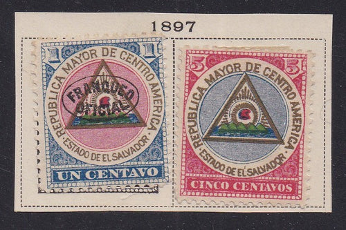 El Salvador # 176, O73 (1897) Coat of Arms - Sgls, Set/2, MH