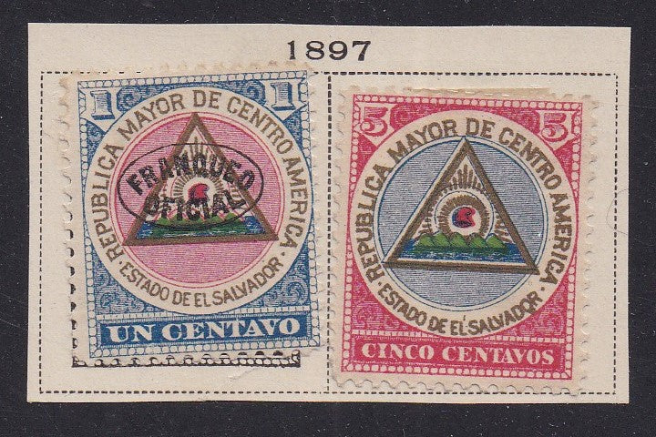El Salvador # 176, O73 (1897) Coat of Arms - Sgls, Set/2, MH