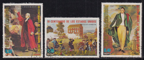 Equatorial Guinea # 7551-59 (1975) US Bicentennial - Sgls, Set/9, MNH