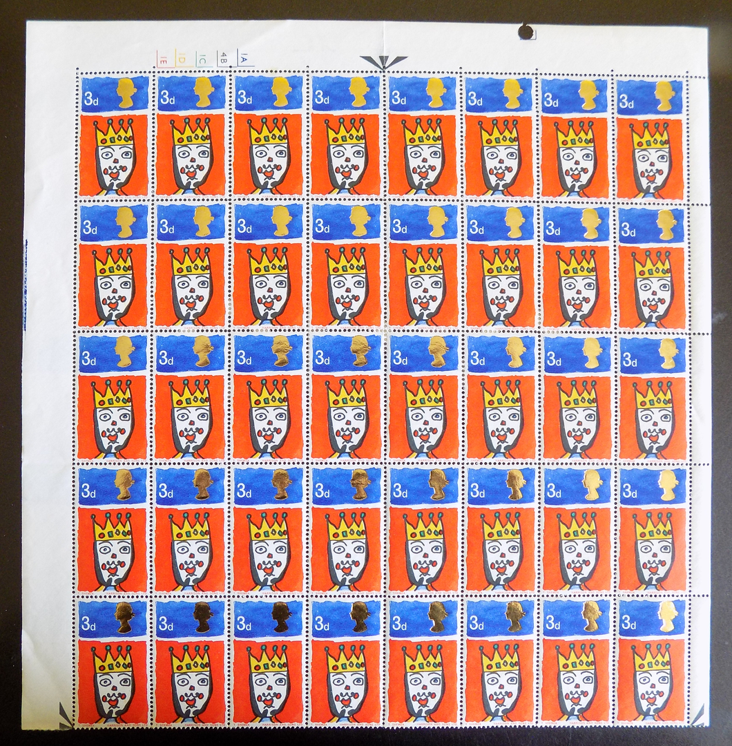 Great Britain # 478 (1966) Christmas - BK/40, Top Half-sheet, MNH