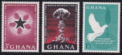 Ghana # 115-17 (1962) Peace - Sgls, Set/3, MNH