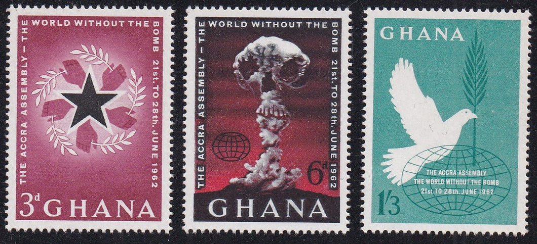 Ghana # 115-17 (1962) Peace - Sgls, Set/3, MNH