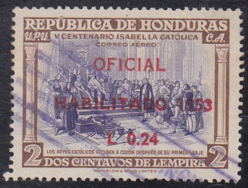 Honduras # C213 (1953) Official Surcharged - Sgl, Used