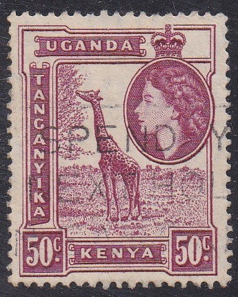 Kenya, Uganda & Tanzania # 110 (1954) Giraffe - Sgl, Used