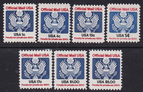 # O127-O133 (1983//85) Eagle, Official Mail - Sgls, Set/7, MNH (Q)