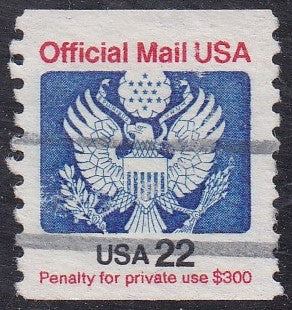# O136 (1985) Eagle, Official Mail - Coil sgl, Used