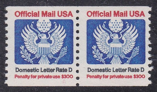 # O139 (1985) Eagle, Official Mail - Coil pr, MNH