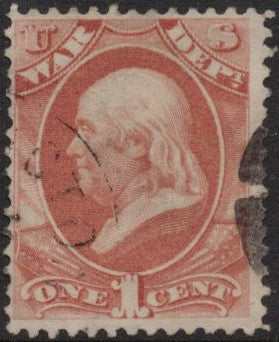 O83 (1873) Official Mail, War Department - Sgl, Used, FVF [1]
