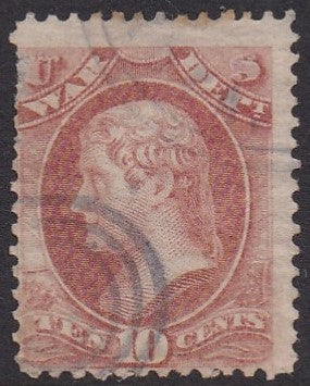 O88 (1873) Official Mail, War Department - Sgl, Used, FVF [1]