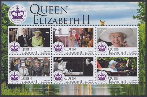 Penrhyn (2022) Queen Elizabeth, Platinum Jubilee - MS, MNH