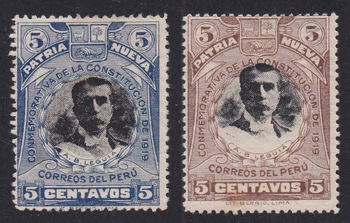 Peru # 220-21 (1919) Augusto Leguia - Sgls, Set/2, MH