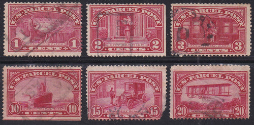 # Q1, 2, 3, 6, 7, 8 (1913) Parcel Post - Sgls, Set/6, Used [Q]