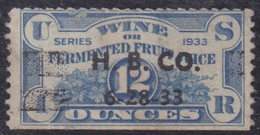 # REF4 (1933) Fermented Fruit Juice (Wine) - Sgl, Used, 6-28-33 [2]