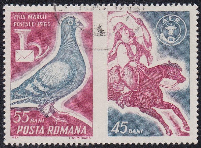 Romania # 1794 (1965) Pigeon & Post Rider - Pr, Used (CTO)