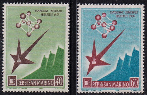 San Marino # 412-13 (1958) World's Fair - Sgls, Set/2, MNH