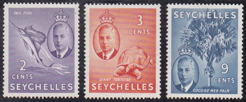 Seychelles # 157-59 (1952) George VI - Sgls, Set/3, MNH