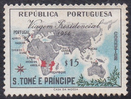 St Thomas & Prince Island # 367 (1954) Map - Sgl, MNH