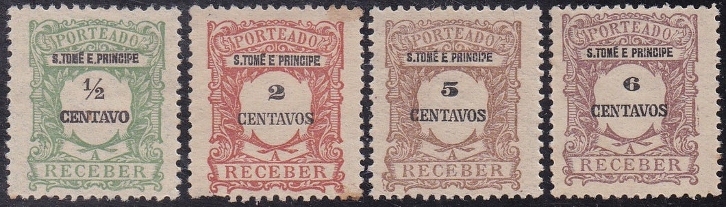 St Thomas & Prince Island # J42, 44, 46, 47 (1921) Postage Due - Sgls, Set/4, MH