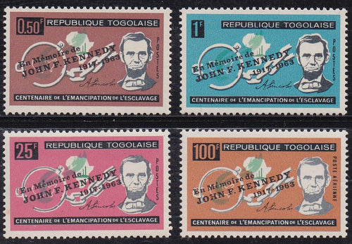 Togo # 473-75, C41 (1964) JFK, Lincoln - Sgls, Set/4, MNH