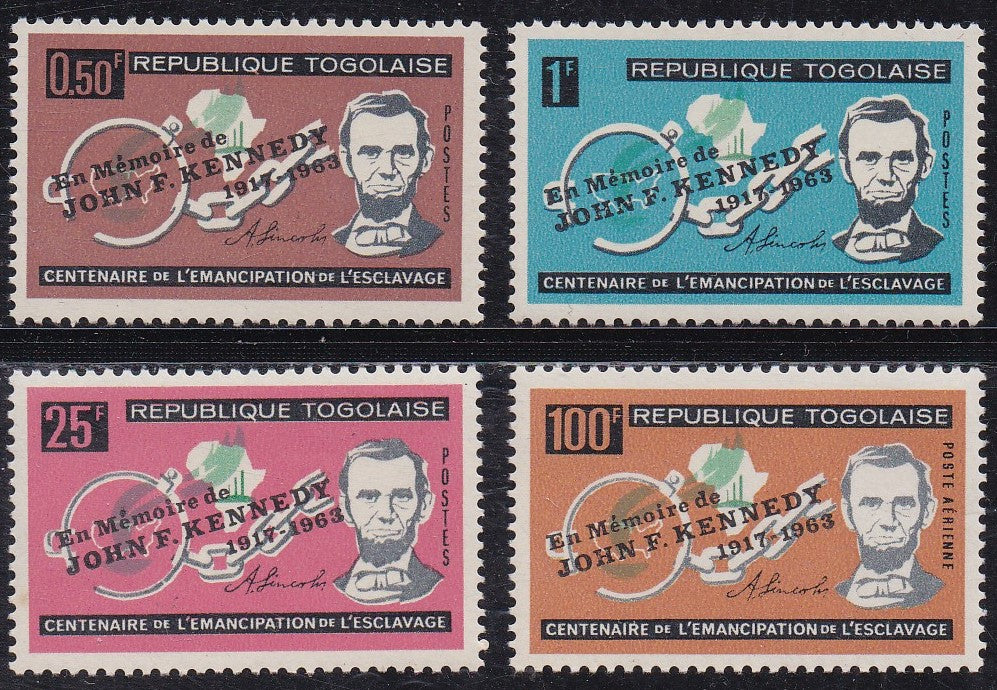 Togo # 473-75, C41 (1964) JFK, Lincoln - Sgls, Set/4, MNH