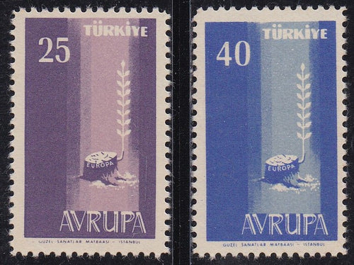 Turkey # 1427-28 (1958) Europa - Sgls, Set/2, MNH